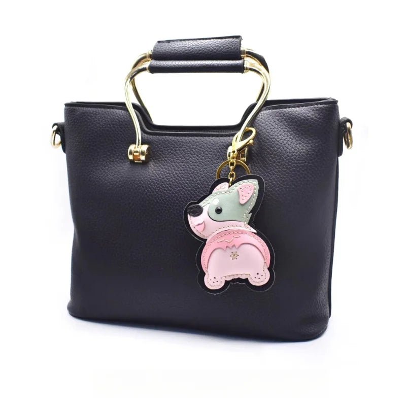 Nordic - Style Corgi Leather Bag Charm – Handmade Full - Grain Cowhide Puppy Keychain | Car Pendant & Trendy Bookmark | Cute Zodiac Dog Accessory - Tomlynam
