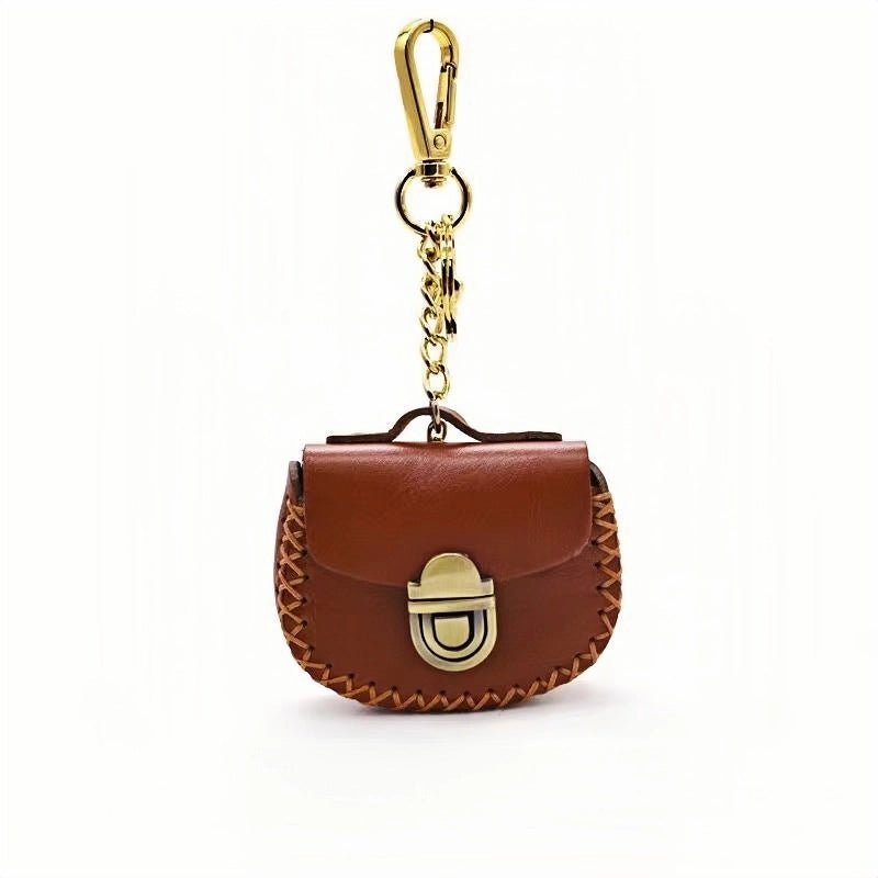 Nordic - Style Genuine Leather Earphone Case – Handmade Top - Grain Cowhide Bag Charm for AirPods or Coins, Creative and Minimalist Accessory - Tomlynam