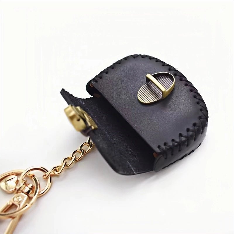 Nordic - Style Genuine Leather Earphone Case – Handmade Top - Grain Cowhide Bag Charm for AirPods or Coins, Creative and Minimalist Accessory - Tomlynam