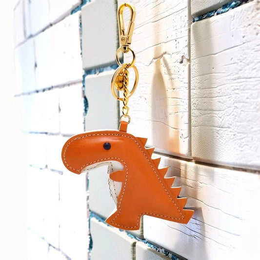 Nordic - Style Lucky Dino Leather Bag Charm – Handmade Full - Grain Leather Keychain | Year of the Dragon Zodiac Charm | Bookmark & Handbag Pendant - Tomlynam