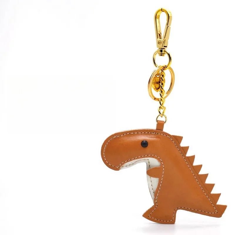 Nordic - Style Lucky Dino Leather Bag Charm – Handmade Full - Grain Leather Keychain | Year of the Dragon Zodiac Charm | Bookmark & Handbag Pendant - Tomlynam