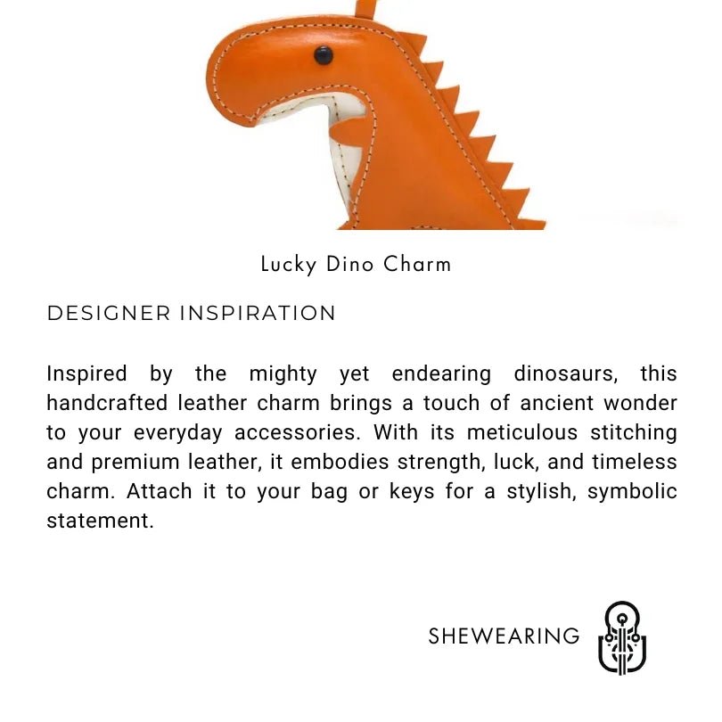 Nordic - Style Lucky Dino Leather Bag Charm – Handmade Full - Grain Leather Keychain | Year of the Dragon Zodiac Charm | Bookmark & Handbag Pendant - Tomlynam