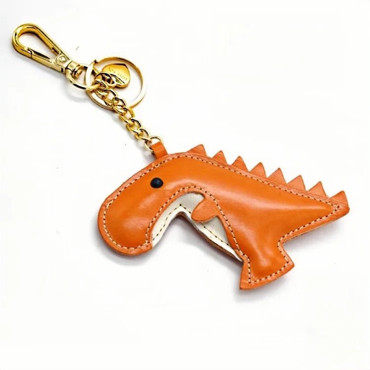 Nordic - Style Lucky Dino Leather Bag Charm – Handmade Full - Grain Leather Keychain | Year of the Dragon Zodiac Charm | Bookmark & Handbag Pendant - Tomlynam