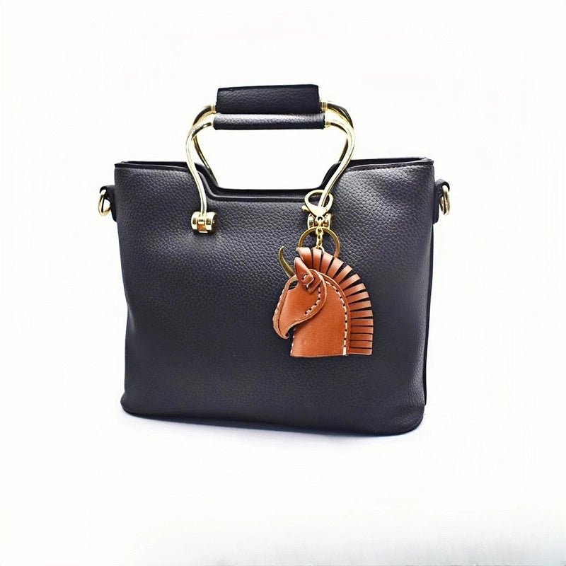 Nordic Unicorn Bag Charm – Genuine Leather Keychain Accessory, Handcrafted Cowhide, Unique Bookmark Design, Creative Gift for Her - Tomlynam