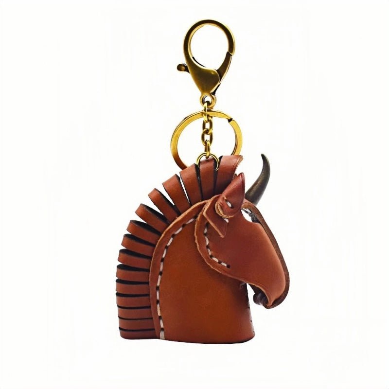Nordic Unicorn Bag Charm – Genuine Leather Keychain Accessory, Handcrafted Cowhide, Unique Bookmark Design, Creative Gift for Her - Tomlynam