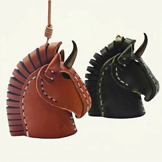 Nordic Unicorn Bag Charm – Genuine Leather Keychain Accessory, Handcrafted Cowhide, Unique Bookmark Design, Creative Gift for Her - Tomlynam