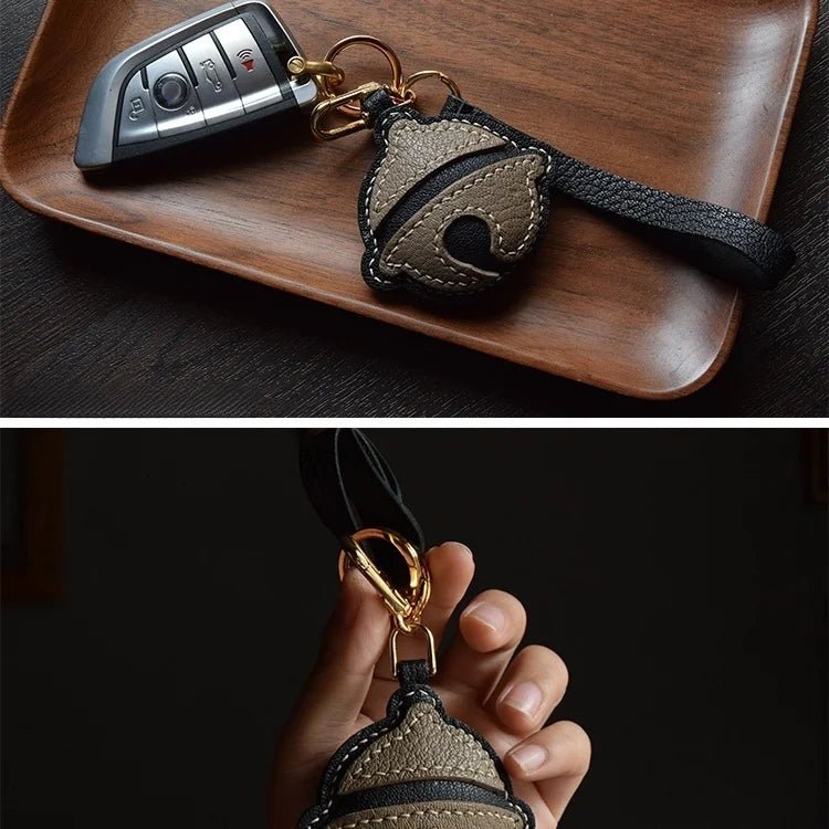 Nostalgic Bell - Shaped Leather Bag Charm – Handmade Full - Grain Goatskin Keychain | Cute Ornament for Purse | Whimsical Childhood - Inspired Gift - Tomlynam