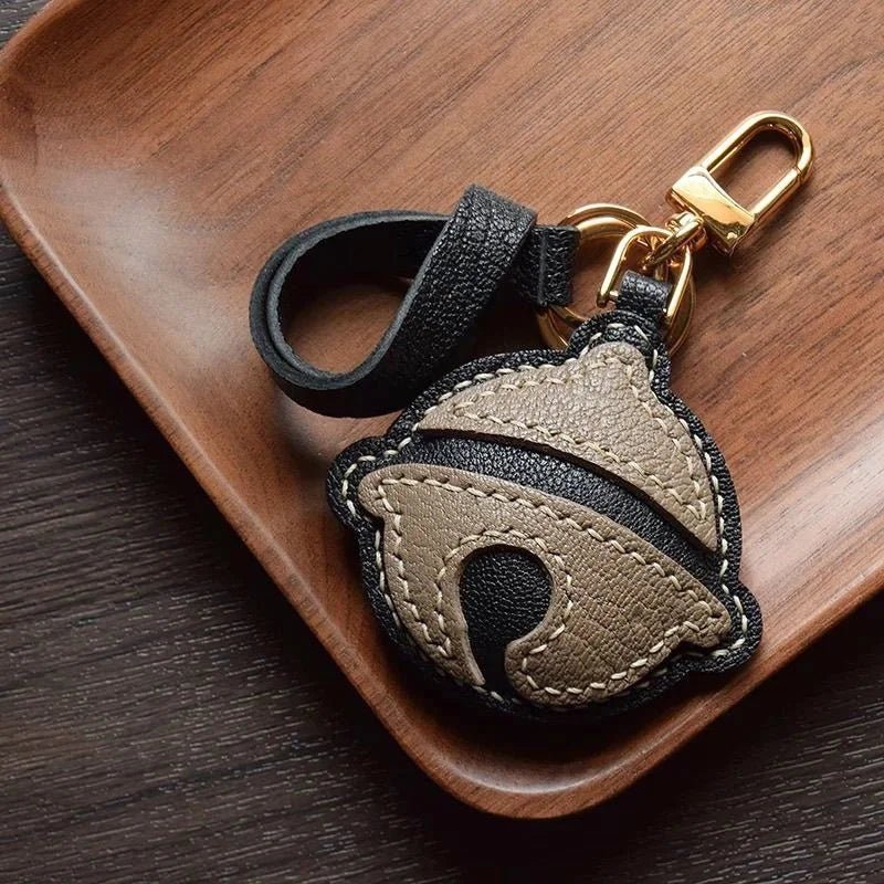 Nostalgic Bell - Shaped Leather Bag Charm – Handmade Full - Grain Goatskin Keychain | Cute Ornament for Purse | Whimsical Childhood - Inspired Gift - Tomlynam