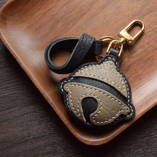 Nostalgic Bell - Shaped Leather Bag Charm – Handmade Full - Grain Goatskin Keychain | Cute Ornament for Purse | Whimsical Childhood - Inspired Gift - Tomlynam