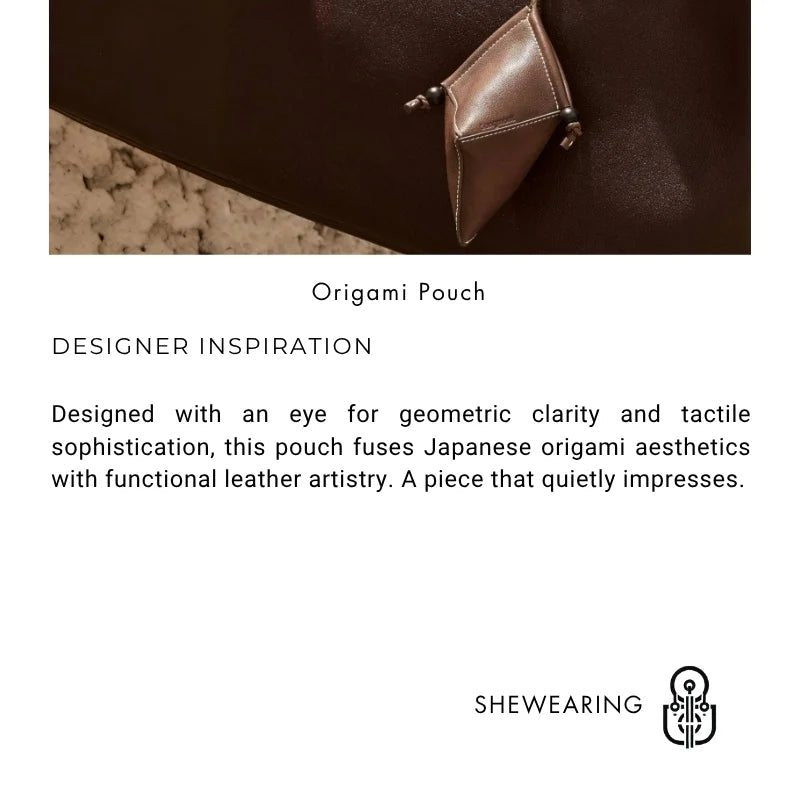 Origami Leather Pouch Charm – Handcrafted Sculptural Bag Accessory | Minimalist Geometric Design | Functional Gift for Modern Aesthetes - Tomlynam