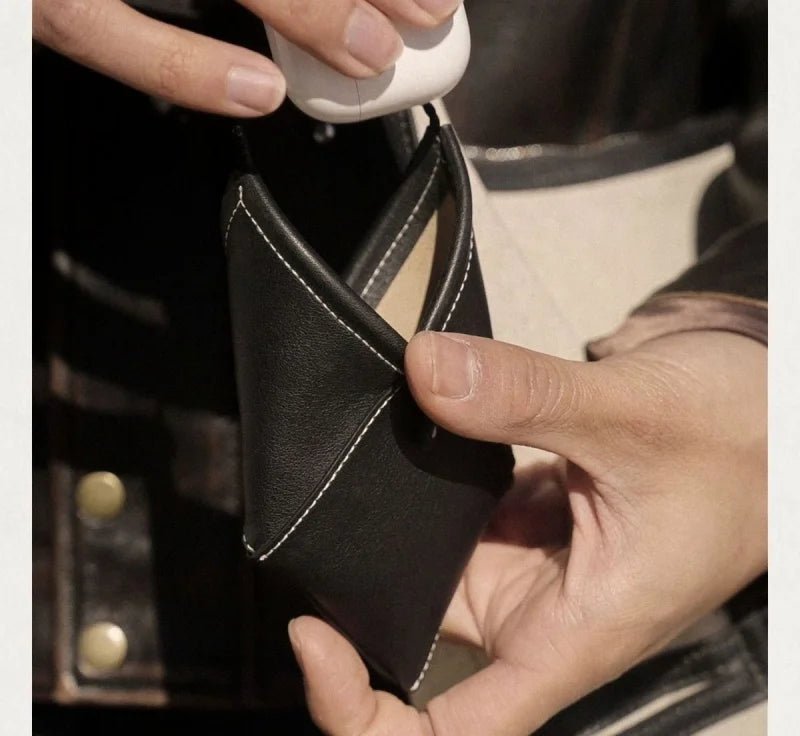 Origami Leather Pouch Charm – Handcrafted Sculptural Bag Accessory | Minimalist Geometric Design | Functional Gift for Modern Aesthetes - Tomlynam