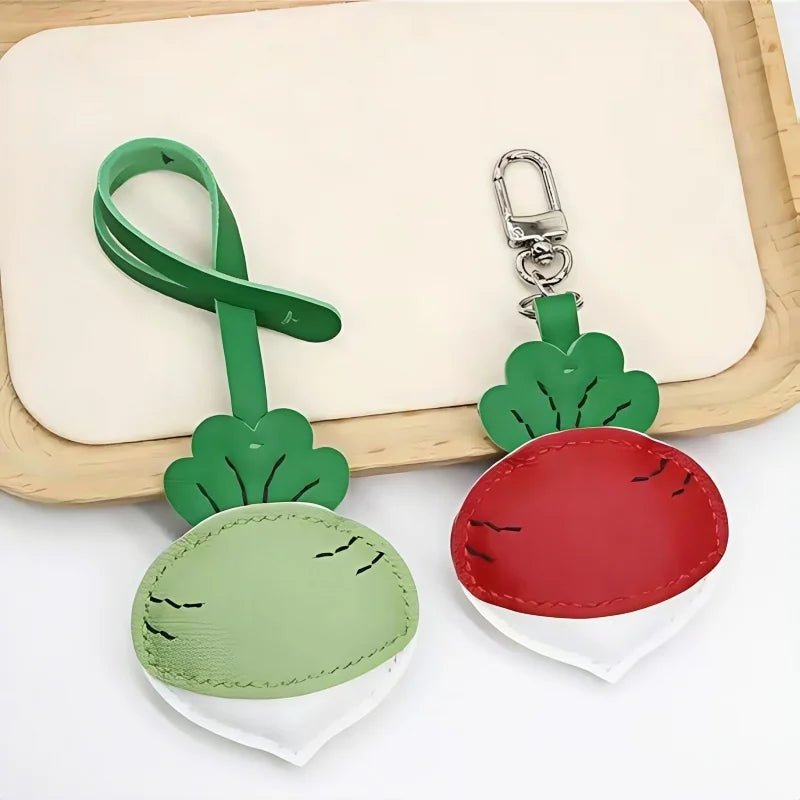 Original Design Leather Carrot Bag Charm – Handmade Lambskin Pendant, Cute Whimsical Keychain Accessory - Tomlynam