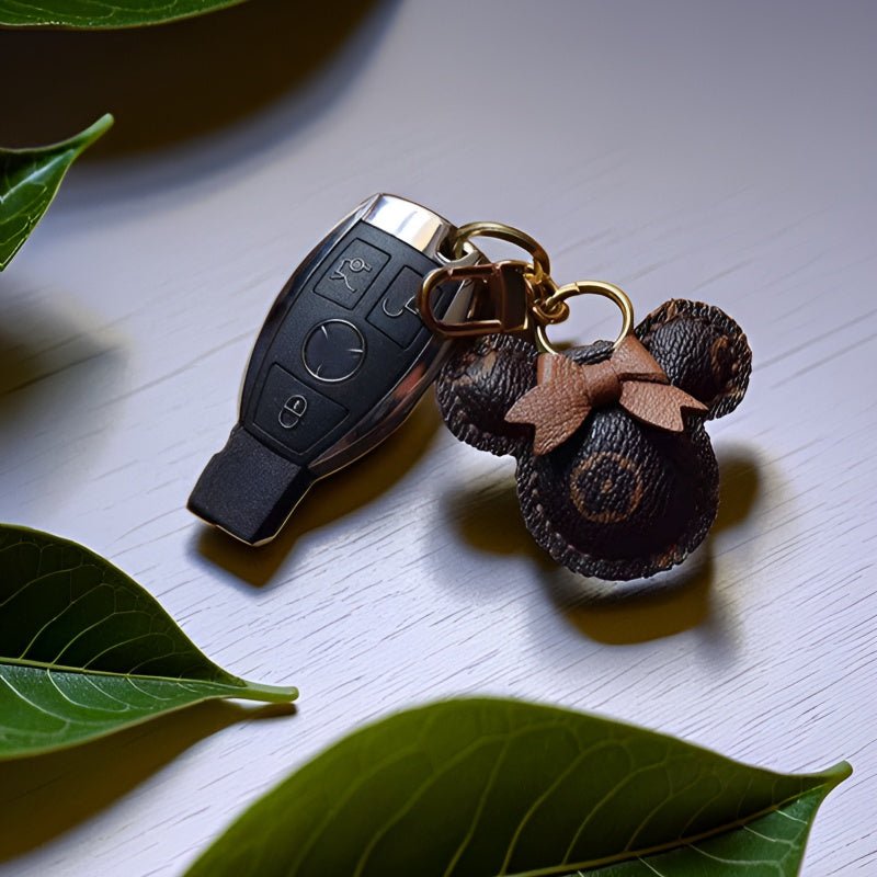 Original Design Mouse - Inspired Bag Charm | Handmade Genuine Leather with Classic Monogram | Elegant Gift for Her - Tomlynam