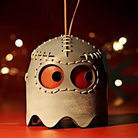 Pac - Man Leather Bag Charm – Handcrafted, Full - Grain Cowhide, Nostalgic Design, Playful Wind Chime Accessory for Bags or Keys - Tomlynam