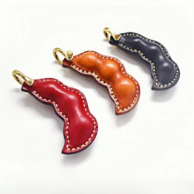 Peaceful Leather Pea Charm – Handcrafted Full - Grain Cowhide Bag Ornament, Dual - Sided Keychain, Car Accessory, Unique Gift for Any Occasion - Tomlynam