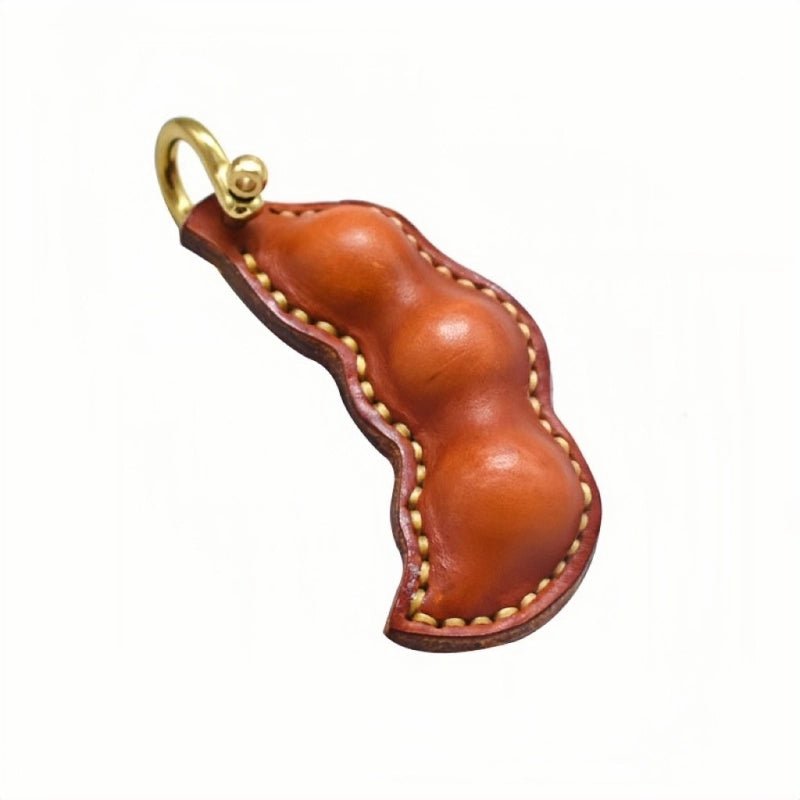 Peaceful Leather Pea Charm – Handcrafted Full - Grain Cowhide Bag Ornament, Dual - Sided Keychain, Car Accessory, Unique Gift for Any Occasion - Tomlynam