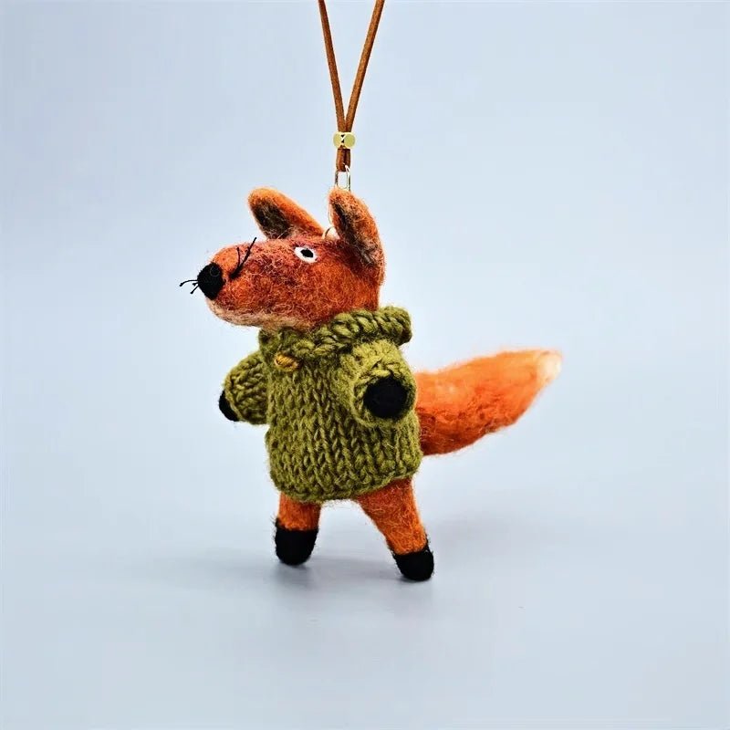 Playful Tail Fox Felted Bag Charm – Handcrafted Himalayan Wool Keychain | Whimsical Animal Ornament | Gift for Nature Lovers - Tomlynam