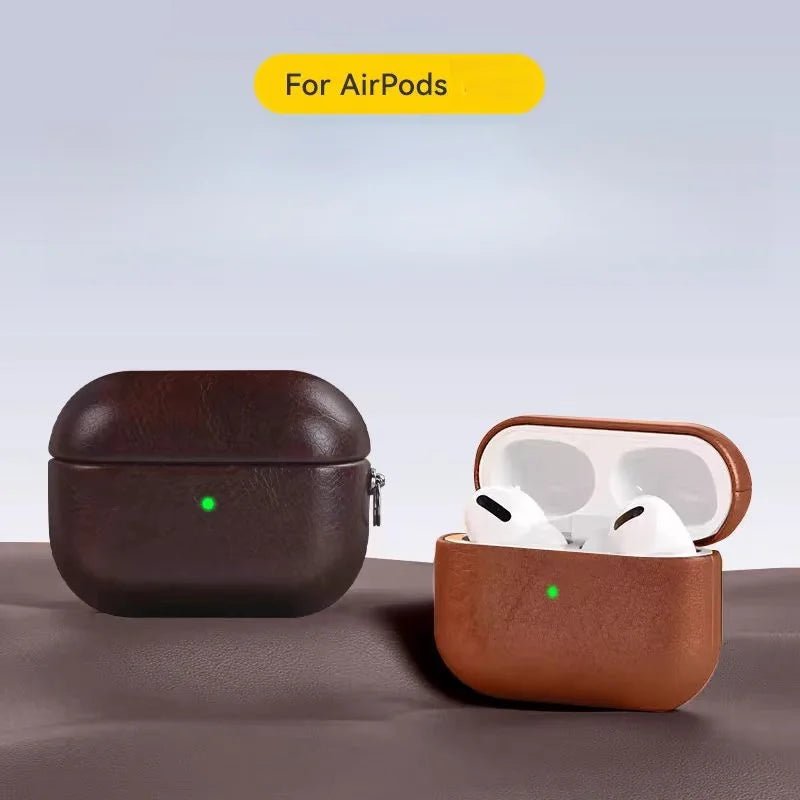 Premium Crazy Horse Leather AirPods Pro 2 Case – Handcrafted Protective Cover for Apple AirPods 4, Wireless Charging Compatible - Tomlynam