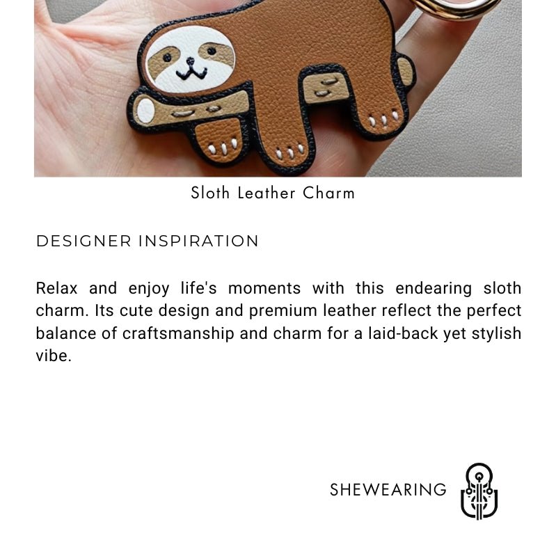 Premium Sloth Leather Charm – Handcrafted French Full - Grain Goatskin Bag Charm Gift Lovely Creative - Tomlynam