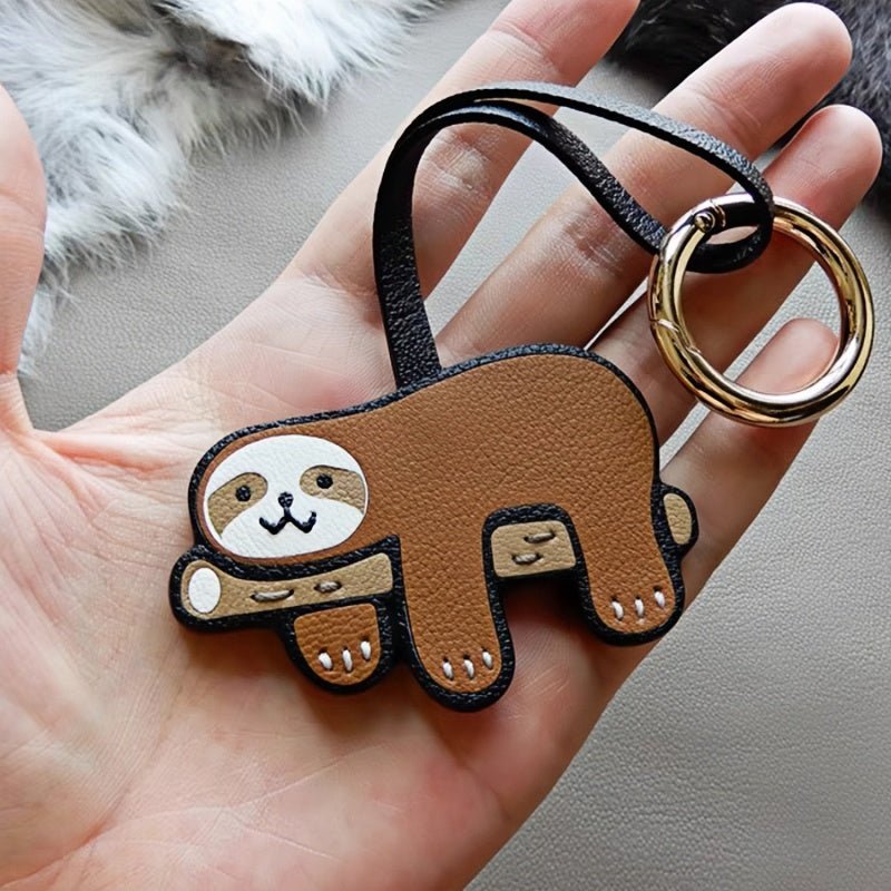 Premium Sloth Leather Charm – Handcrafted French Full - Grain Goatskin Bag Charm Gift Lovely Creative - Tomlynam