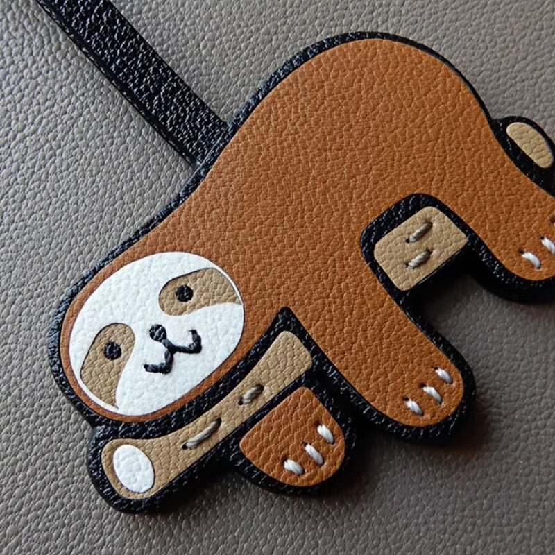 Premium Sloth Leather Charm – Handcrafted French Full - Grain Goatskin Bag Charm Gift Lovely Creative - Tomlynam