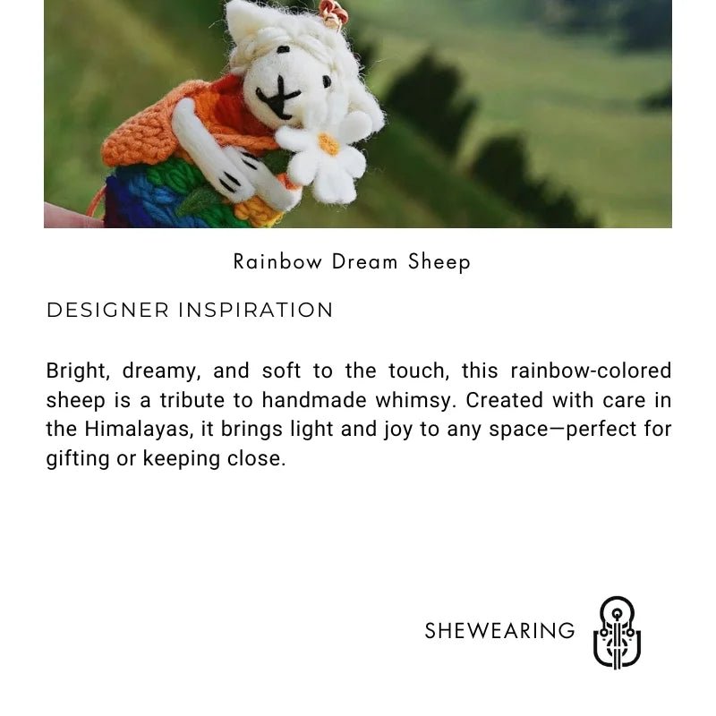 Rainbow Hug Sheep Wool Charm – Handmade Felted Bag Pendant | Soft Gift of Light & Warmth - Tomlynam