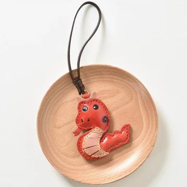 Snake Year Leather Bag Charm – Handmade Vegetable - Tanned Leather Accessory, Zodiac - Inspired Gift - Tomlynam