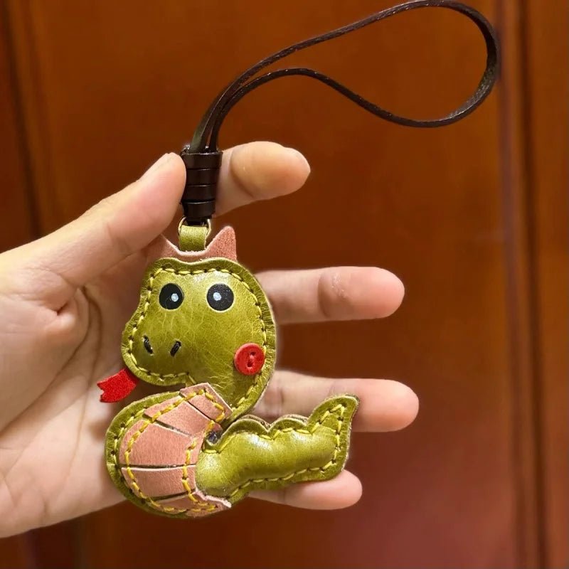 Snake Year Leather Bag Charm – Handmade Vegetable - Tanned Leather Accessory, Zodiac - Inspired Gift - Tomlynam