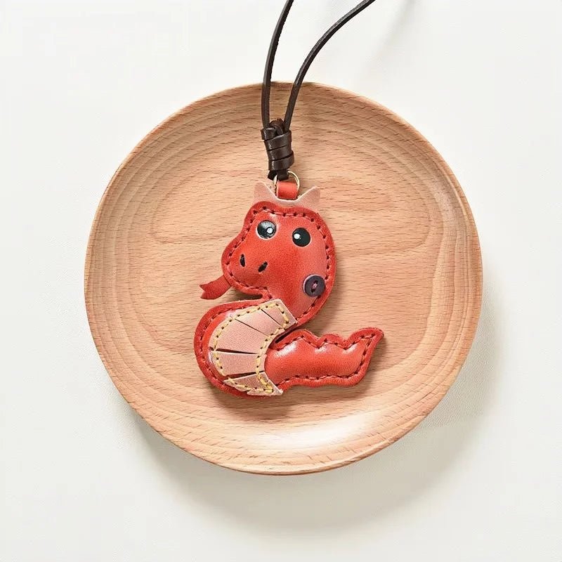 Snake Year Leather Bag Charm – Handmade Vegetable - Tanned Leather Accessory, Zodiac - Inspired Gift - Tomlynam