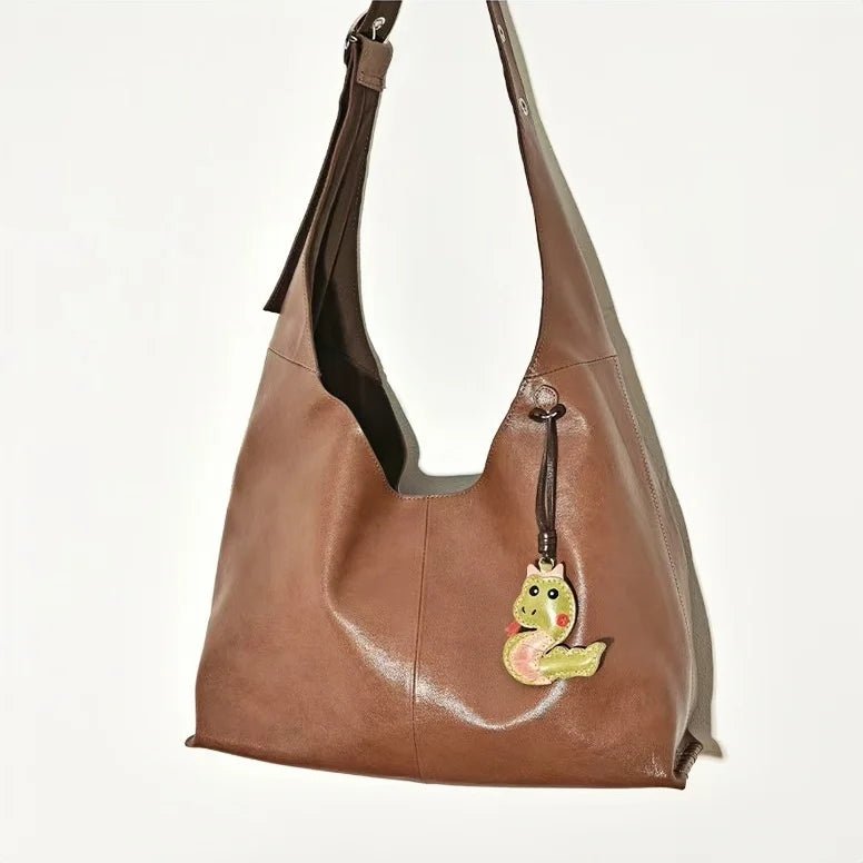Snake Year Leather Bag Charm – Handmade Vegetable - Tanned Leather Accessory, Zodiac - Inspired Gift - Tomlynam