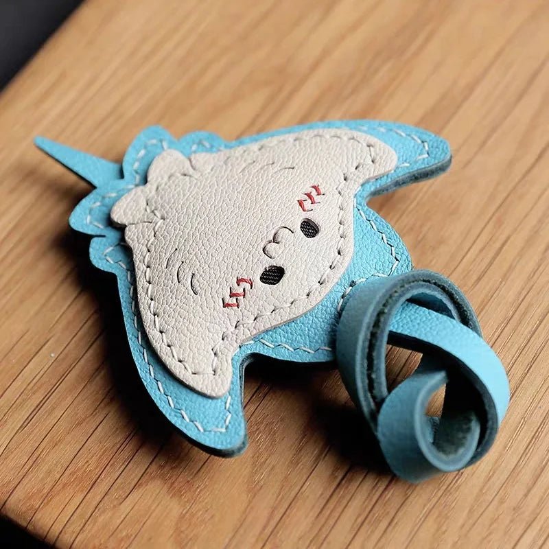Stingray - Inspired Leather Bag Charm – Handmade Genuine Leather Keychain | Elegant Ocean Animal Pendant | Chic Accessory for Handbags & Cars - Tomlynam