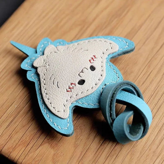 Stingray - Inspired Leather Bag Charm – Handmade Genuine Leather Keychain | Elegant Ocean Animal Pendant | Chic Accessory for Handbags & Cars - Tomlynam