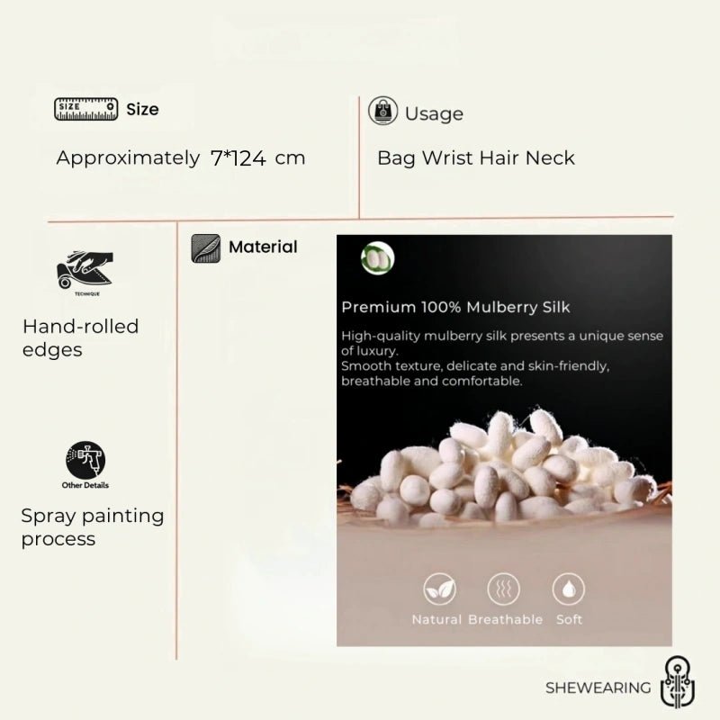 Twilly Scarf Diamond Castle 100% Silk Bag Handle Ribbon, Wrist & Hair Scarf, 7×124cm Silk Twilly Scarf - Tomlynam