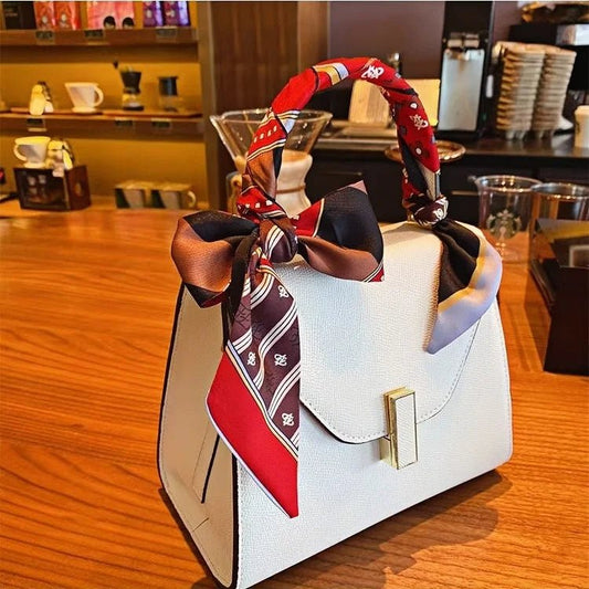 Twilly Scarf Geometric Harmony 100% Silk Bag Handle Ribbon, Wrist & Hair Scarf, 6×105cm Silk Twilly Scarf - Tomlynam