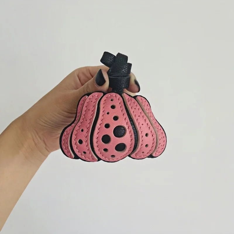 Whimsical Pumpkin Leather Bag Charm – Handmade Slowmade Keychain | Autumn - Inspired Accessory | Cute Pendant Gift in 3 Colors - Tomlynam
