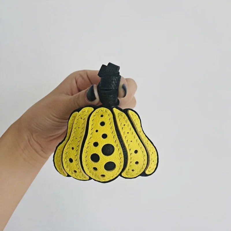 Whimsical Pumpkin Leather Bag Charm – Handmade Slowmade Keychain | Autumn - Inspired Accessory | Cute Pendant Gift in 3 Colors - Tomlynam