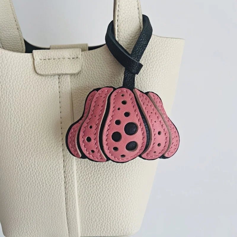 Whimsical Pumpkin Leather Bag Charm – Handmade Slowmade Keychain | Autumn - Inspired Accessory | Cute Pendant Gift in 3 Colors - Tomlynam