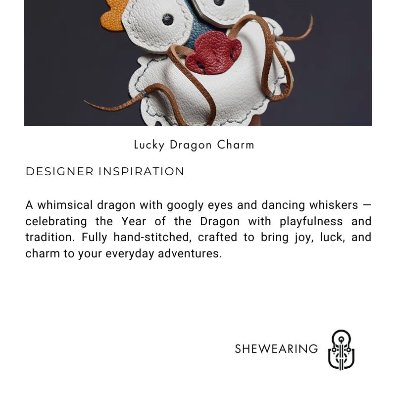 Zodiac Dragon Leather Bag Charm – Handcrafted Full - Grain Goatskin Keychain | Year of the Dragon Gift | Whimsical Bag Pendant - Tomlynam