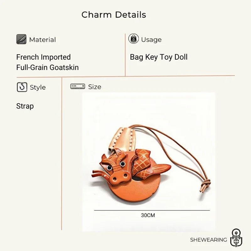 Zodiac Dragon Leather Charm – Nordic - Style Handcrafted Goatskin Accessory for Bags, Keys, and Journals, Unique Gift - Tomlynam